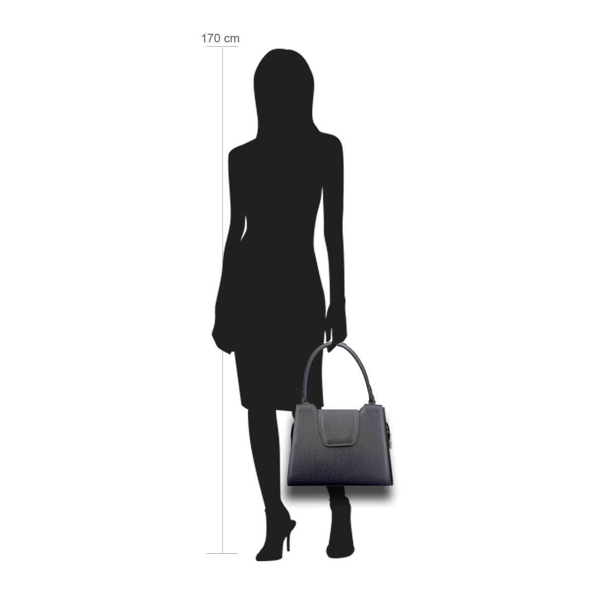 Modellpuppe 170 cm groß zeigt die Handtaschengröße an der Person Modell: Cancun