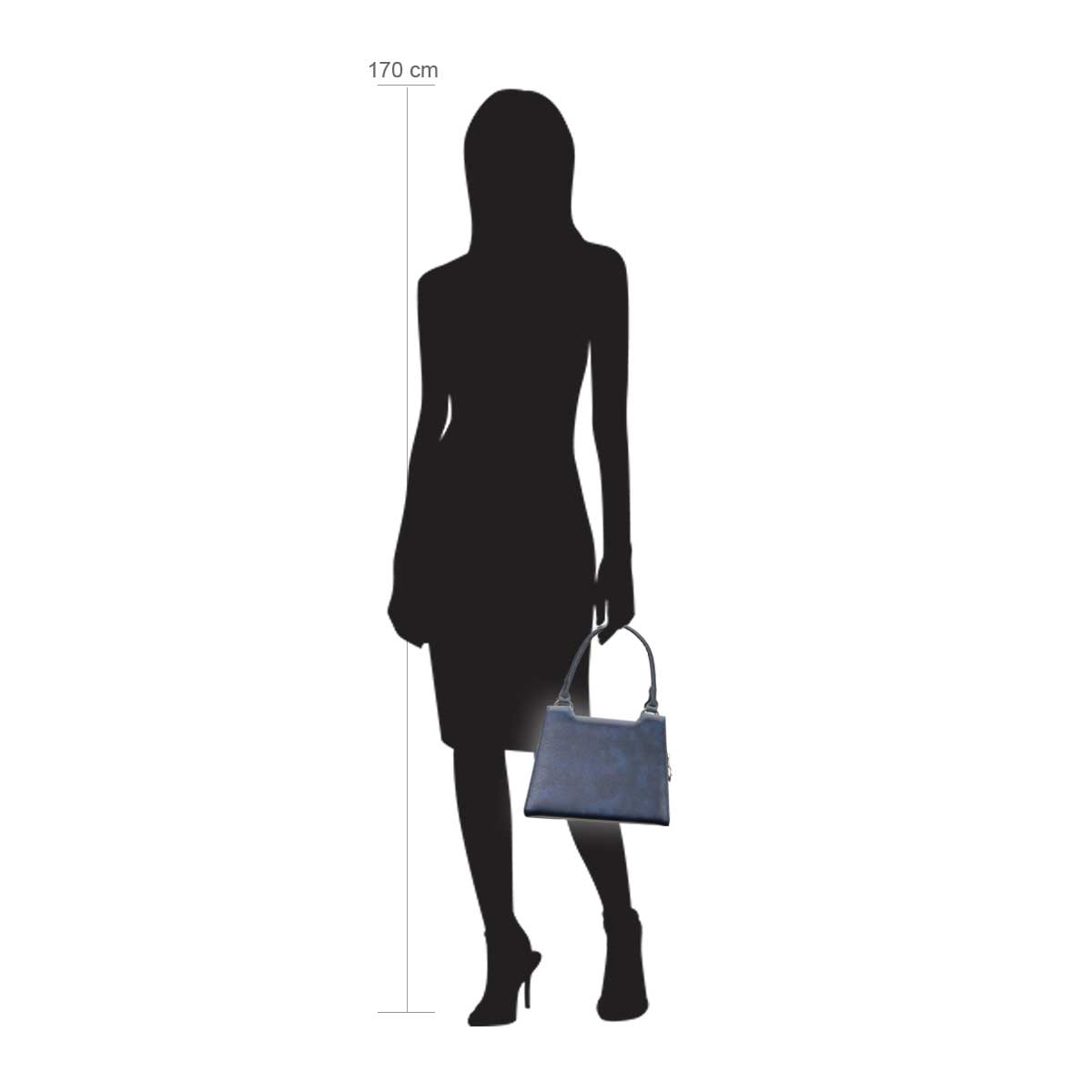 Modellpuppe 170 cm groß zeigt die Handtaschengröße an der Person Modell:Sitka