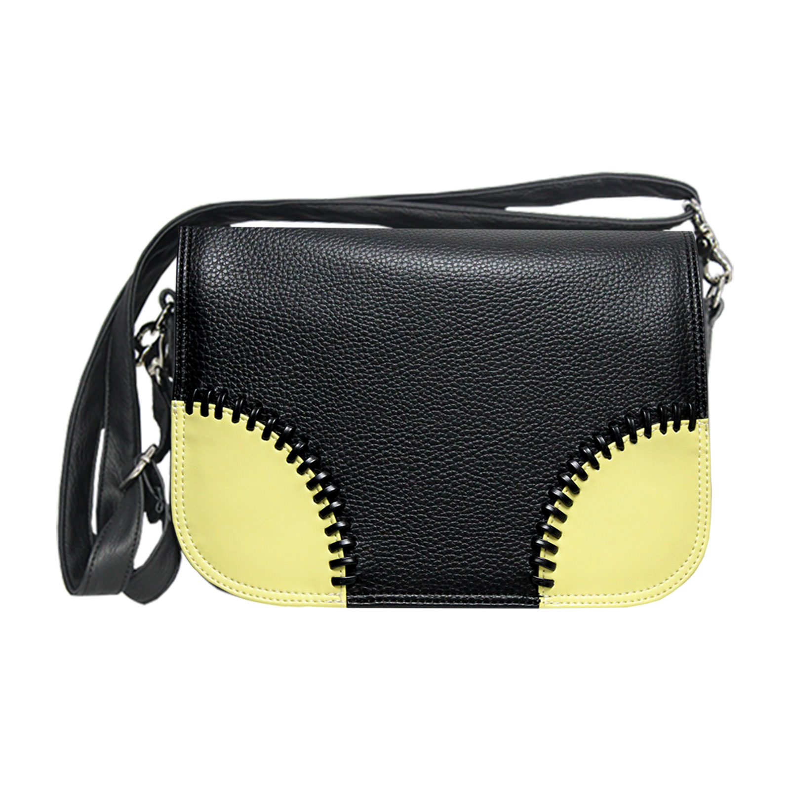 Croos over Handtasche in schwarz mit gelben Ecken von Delieta soft